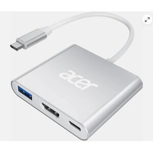 Acer USB C to HDMI Adapter, 4K C Hub with 100W PD, USBA 3.0 Port, Silver